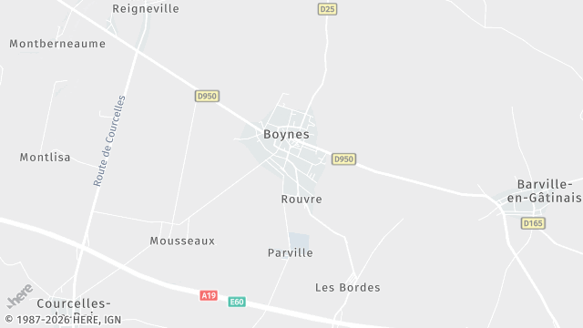 Carte de la zone d'intervention à Boynes