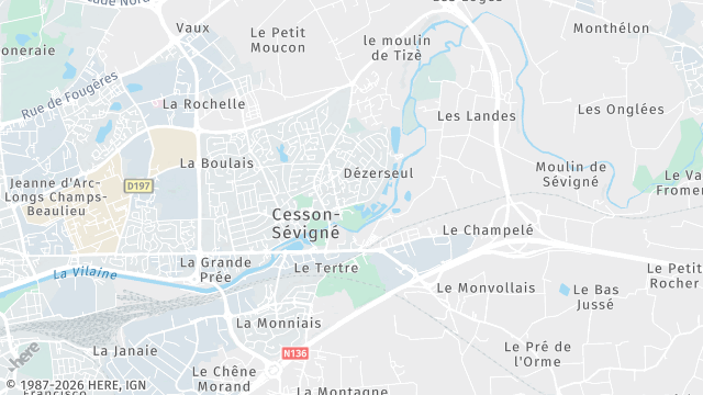 Carte de la zone d'intervention à Cesson-Sévigné