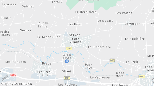 Carte de la zone d'intervention à Servon-sur-Vilaine