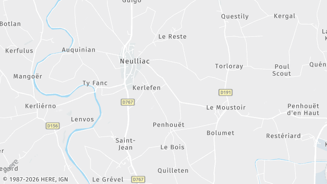 Carte de la zone d'intervention à Neulliac