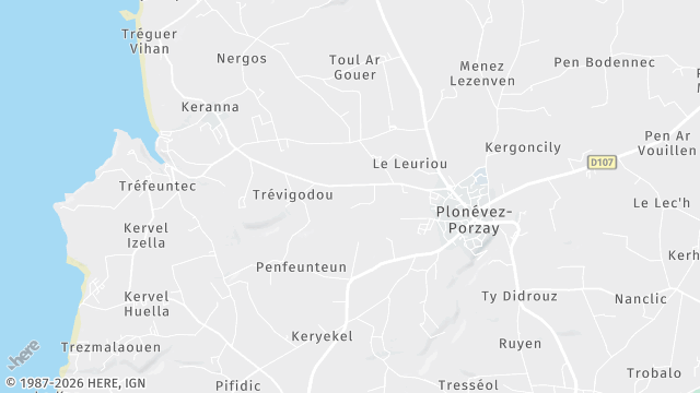 Carte de la zone d'intervention à Plonévez-Porzay