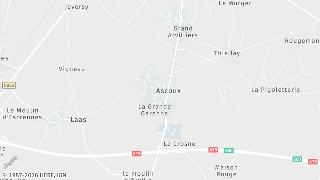 Carte de la zone d'intervention à Ascoux