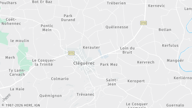 Carte de la zone d'intervention à Cléguérec