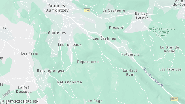 Carte de la zone d'intervention à Granges-Aumontzey