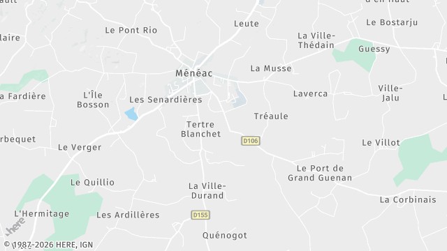 Carte de la zone d'intervention à Ménéac