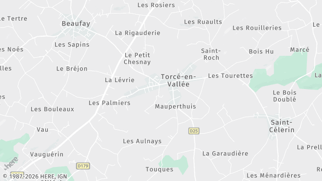 Carte de la zone d'intervention à Torcé-en-Vallée
