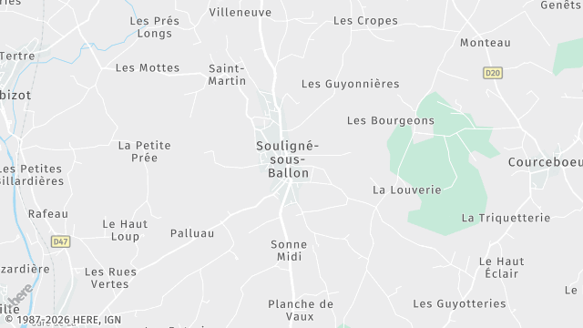 Carte de la zone d'intervention à Souligné-sous-Ballon