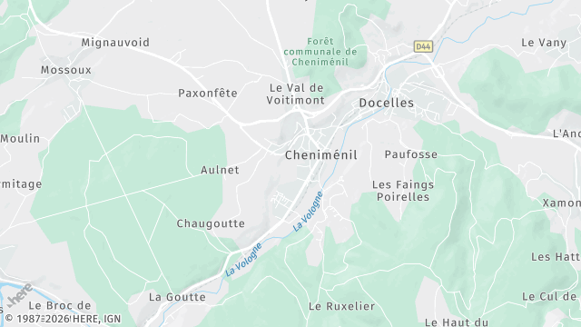 Carte de la zone d'intervention à Cheniménil
