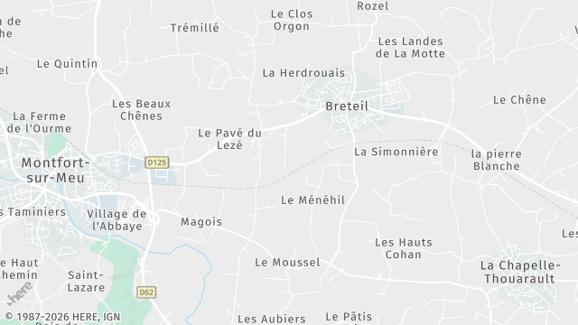 Carte de la zone d'intervention à Breteil