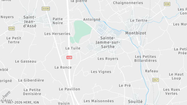 Carte de la zone d'intervention à Sainte-Jamme-sur-Sarthe