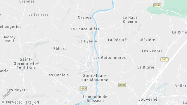 Carte de la zone d'intervention à Saint-Jean-sur-Mayenne