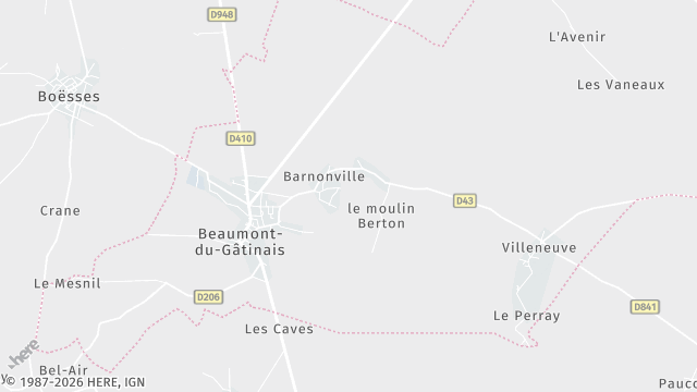 Carte de la zone d'intervention à Beaumont-du-Gâtinais