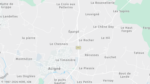 Carte de la zone d'intervention à Acigné