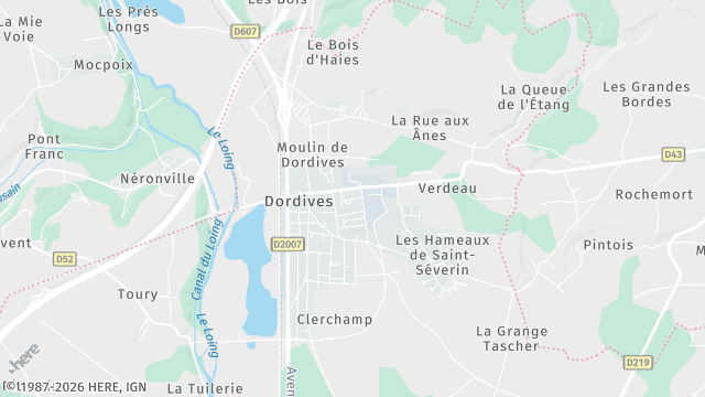 Carte de la zone d'intervention à Dordives