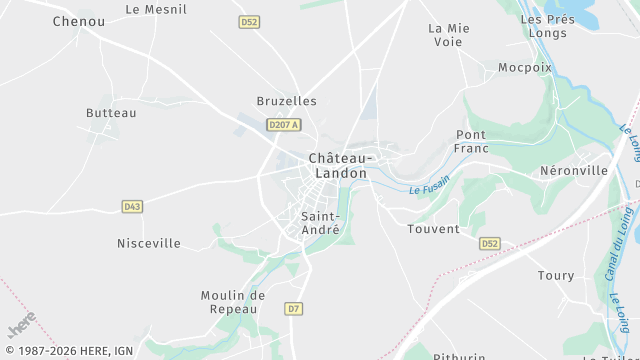 Carte de la zone d'intervention à Château-Landon