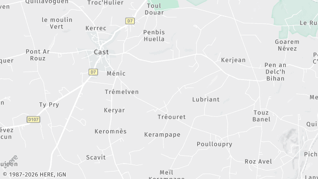 Carte de la zone d'intervention à Cast