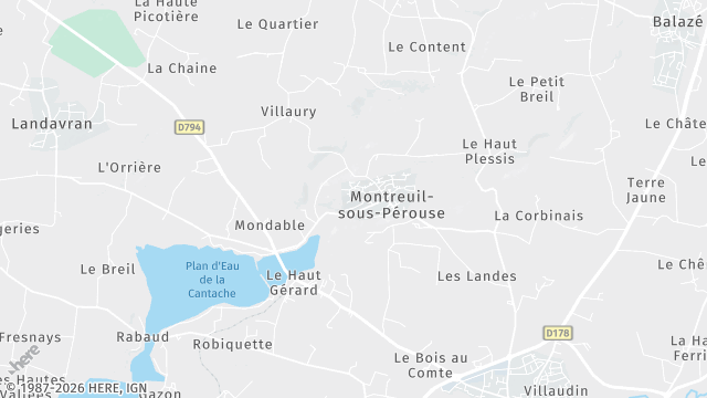 Carte de la zone d'intervention à Montreuil-sous-Pérouse