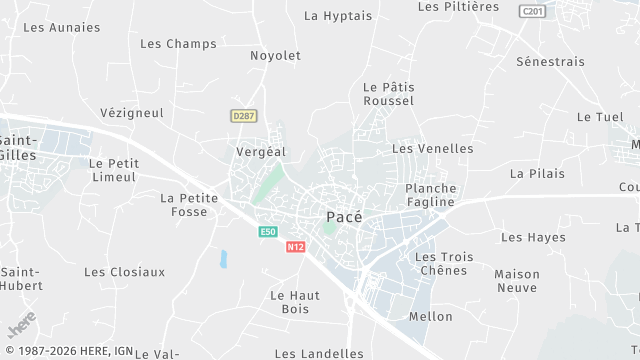 Carte de la zone d'intervention à Pacé