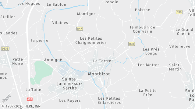 Carte de la zone d'intervention à Montbizot