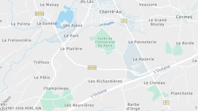 Carte de la zone d'intervention à Cherré-Au