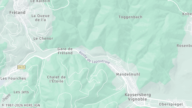 Carte de la zone d'intervention à Kaysersberg Vignoble