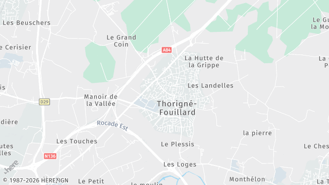 Carte de la zone d'intervention à Thorigné-Fouillard