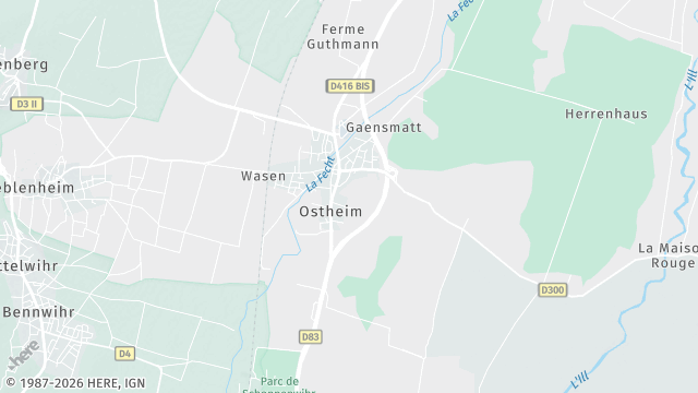 Carte de la zone d'intervention à Ostheim