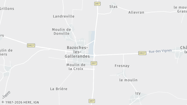 Carte de la zone d'intervention à Bazoches-les-Gallerandes
