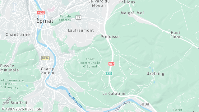 Carte de la zone d'intervention à Épinal