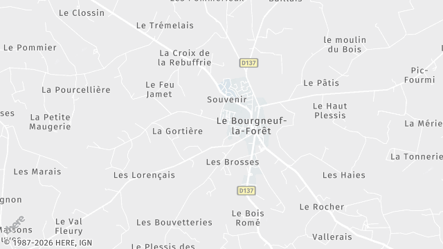 Carte de la zone d'intervention à Le Bourgneuf-la-Forêt