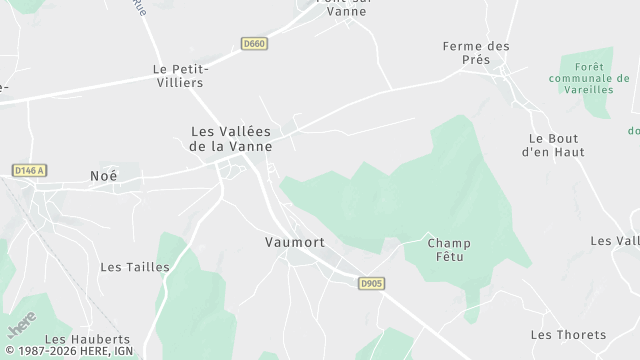 Carte de la zone d'intervention à Les Vallées de la Vanne