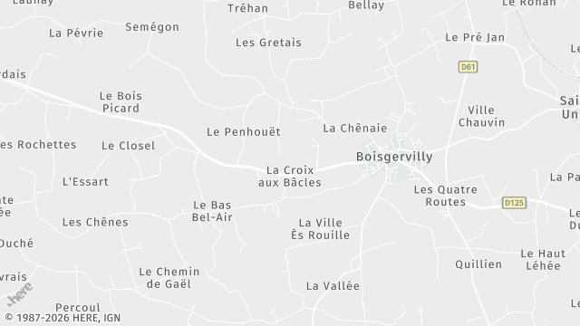 Carte de la zone d'intervention à Boisgervilly