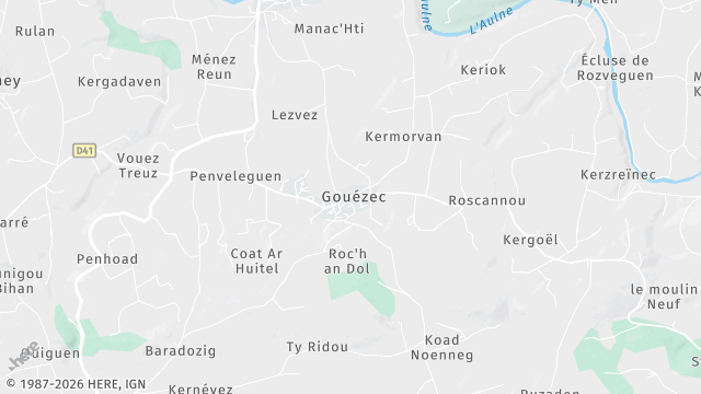 Carte de la zone d'intervention à Gouézec