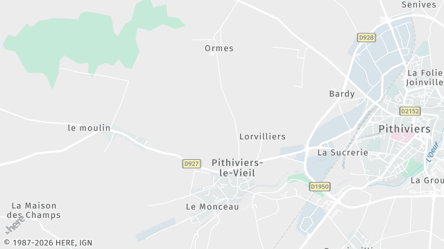 Carte de la zone d'intervention à Pithiviers-le-Vieil