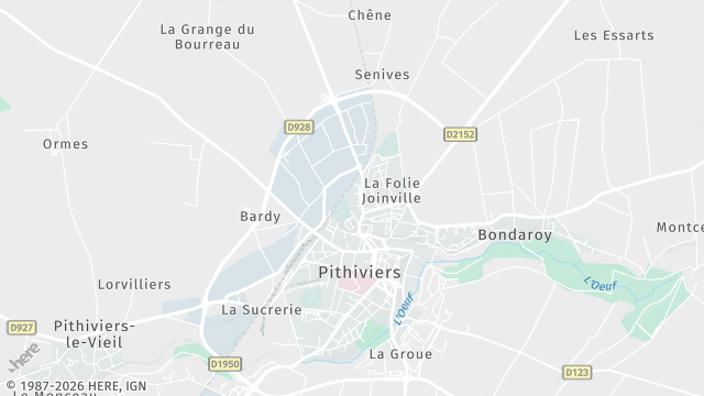 Carte de la zone d'intervention à Pithiviers