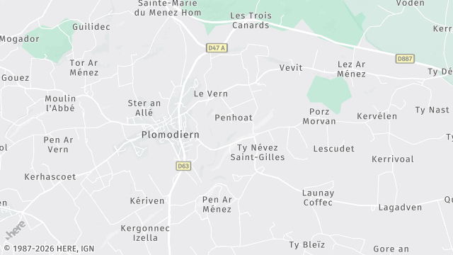 Carte de la zone d'intervention à Plomodiern