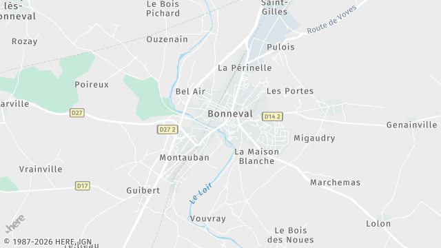 Carte de la zone d'intervention à Bonneval