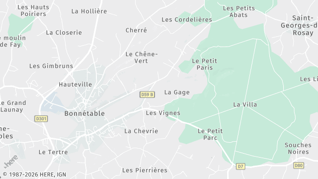 Carte de la zone d'intervention à Bonnétable