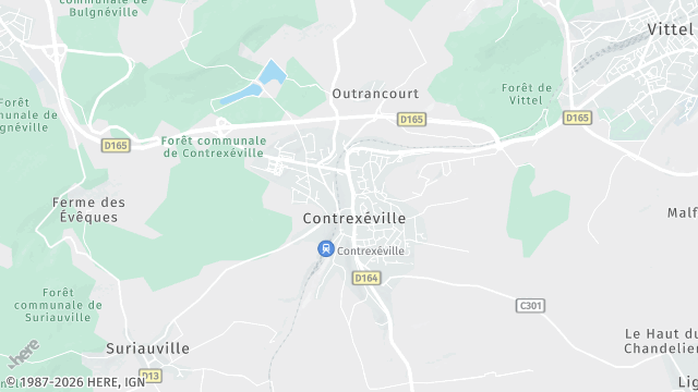Carte de la zone d'intervention à Contrexéville