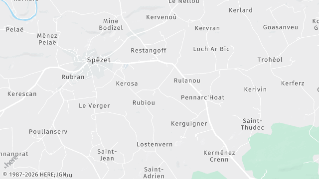Carte de la zone d'intervention à Spézet