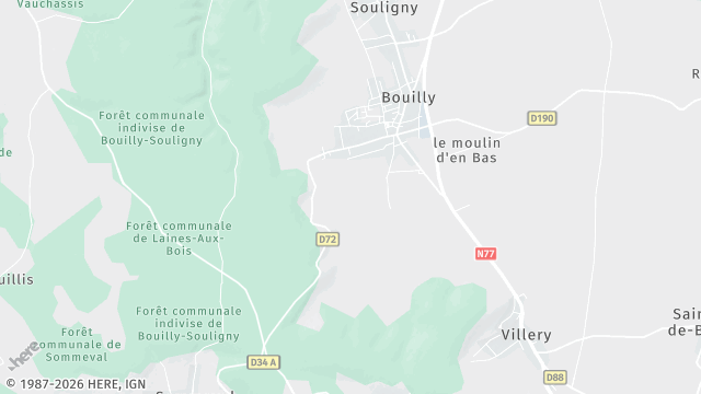 Carte de la zone d'intervention à Bouilly