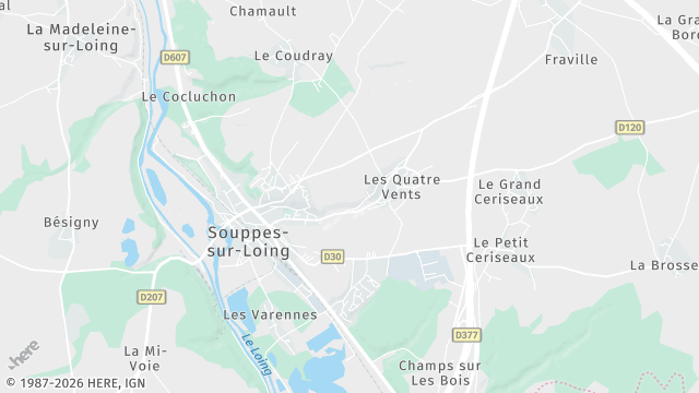 Carte de la zone d'intervention à Souppes-sur-Loing
