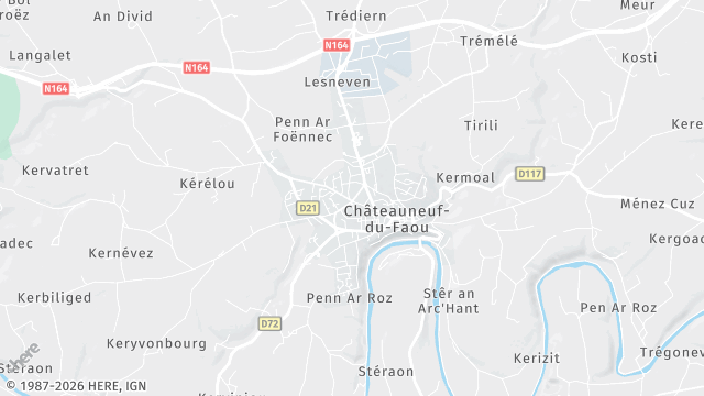 Carte de la zone d'intervention à Châteauneuf-du-Faou