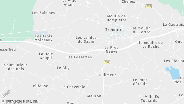 Carte de la zone d'intervention à Trémorel