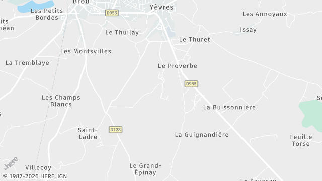 Carte de la zone d'intervention à Yèvres