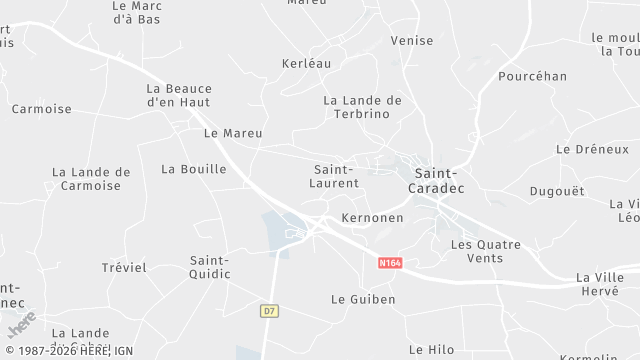Carte de la zone d'intervention à Saint-Caradec