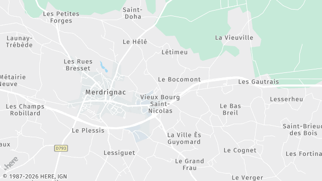 Carte de la zone d'intervention à Merdrignac