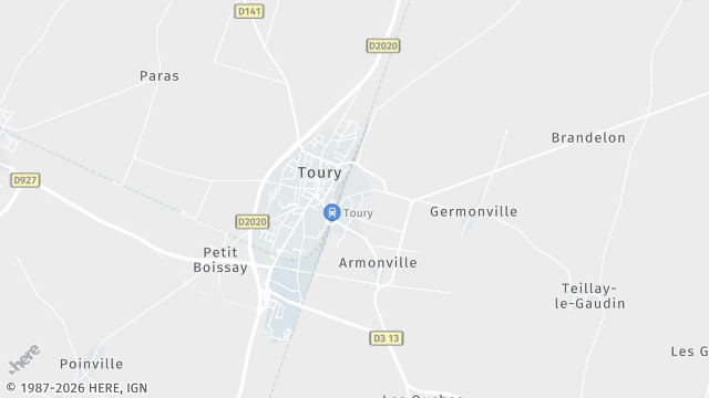 Carte de la zone d'intervention à Toury
