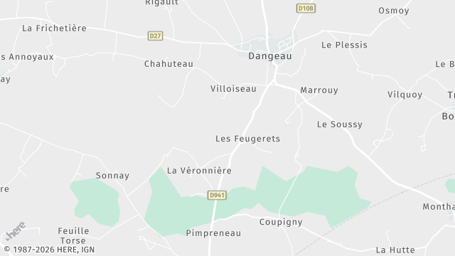 Carte de la zone d'intervention à Dangeau