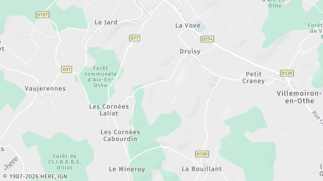Carte de la zone d'intervention à Aix-Villemaur-Pâlis